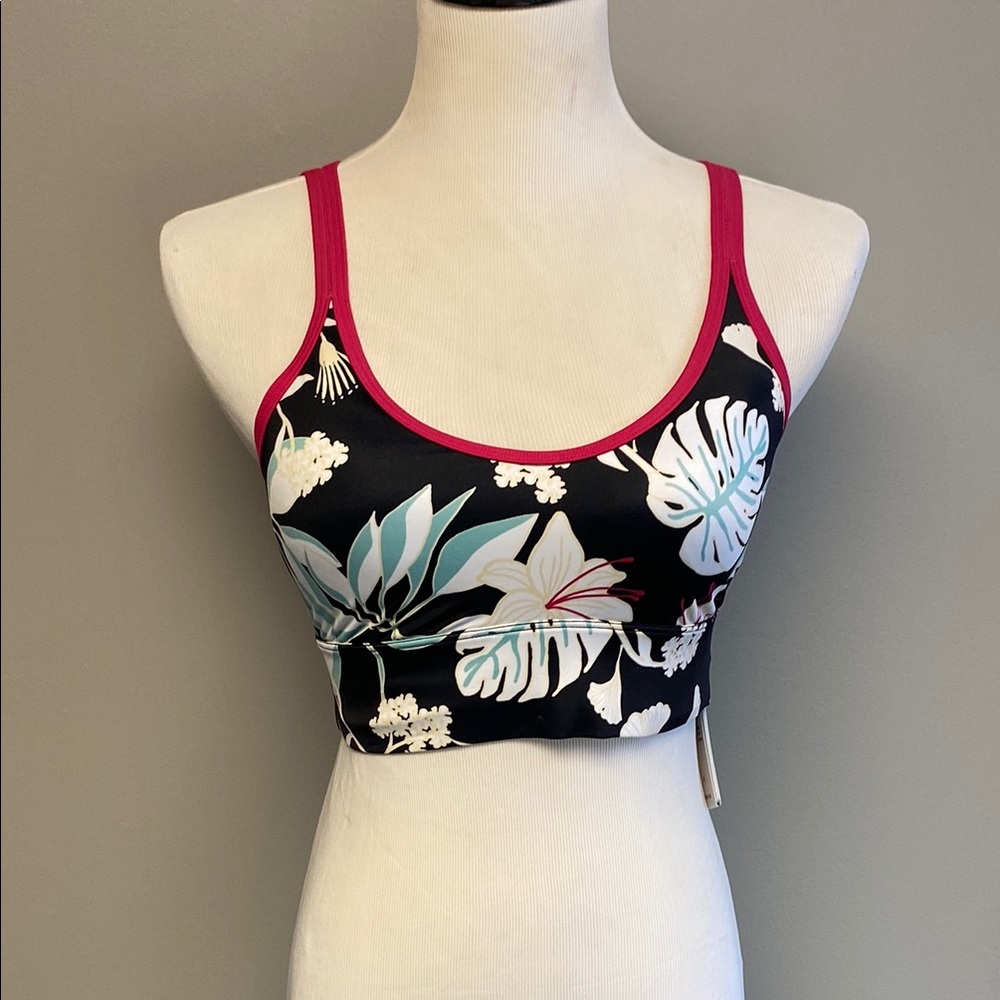 Roxy Black and Pink Sports Bra with Straps
